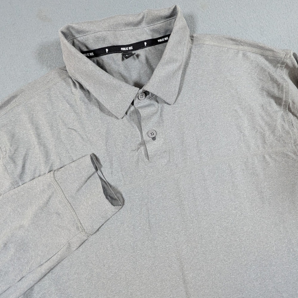 Public Rec Long Sleeve Polo Mens Large Gray Go-To Performance Shirt